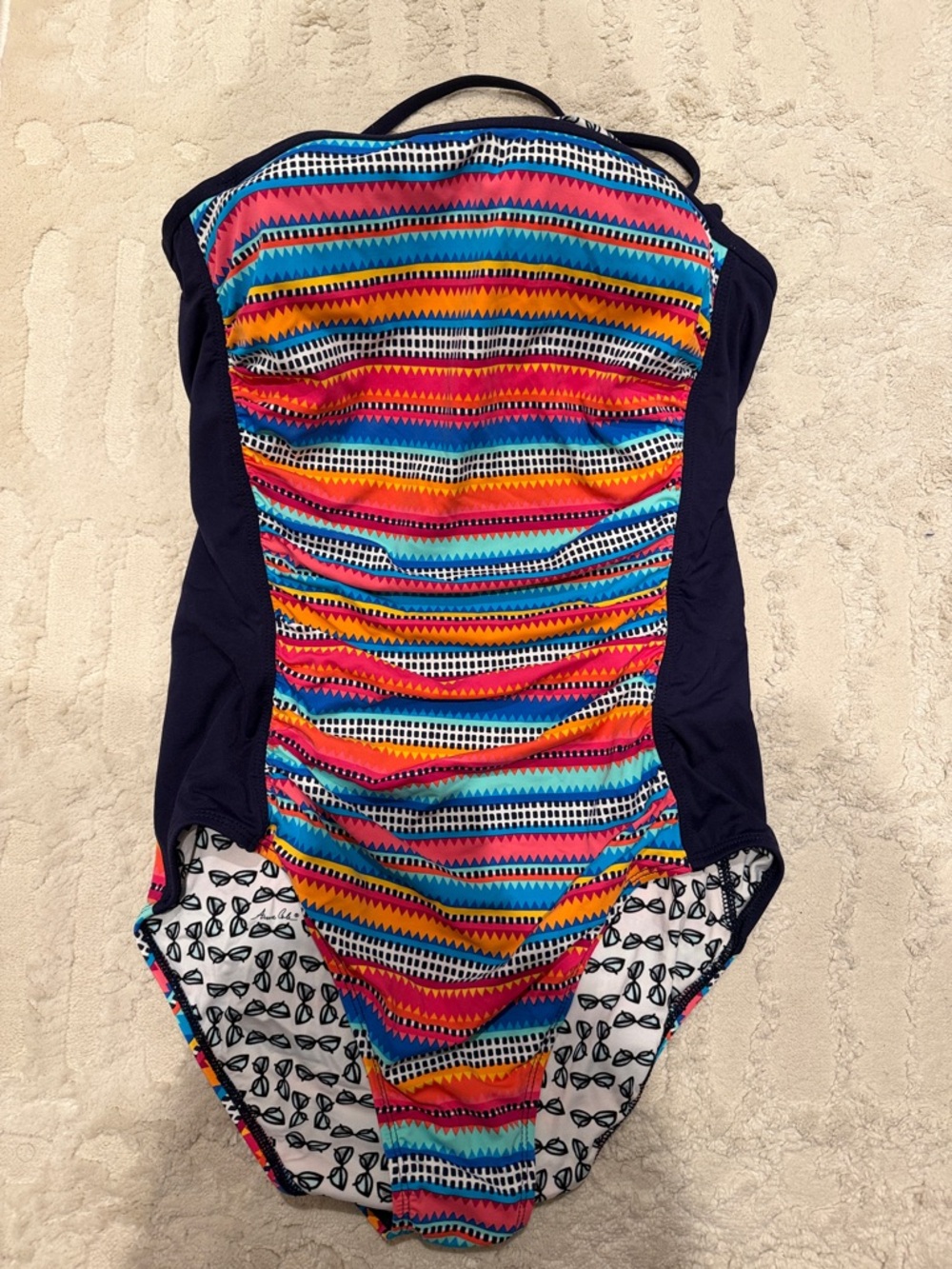 Anne Cole women’s' Navy Multicolor Stripe One-Piece Swimsuit